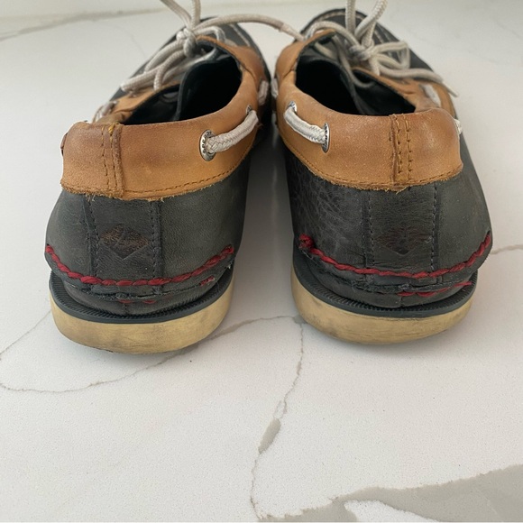 SPERRY TOP SIDERS TEO TONE BLUE TAN LEATHER BOAT SHOES SIZE 10 - Picture 7 of 9